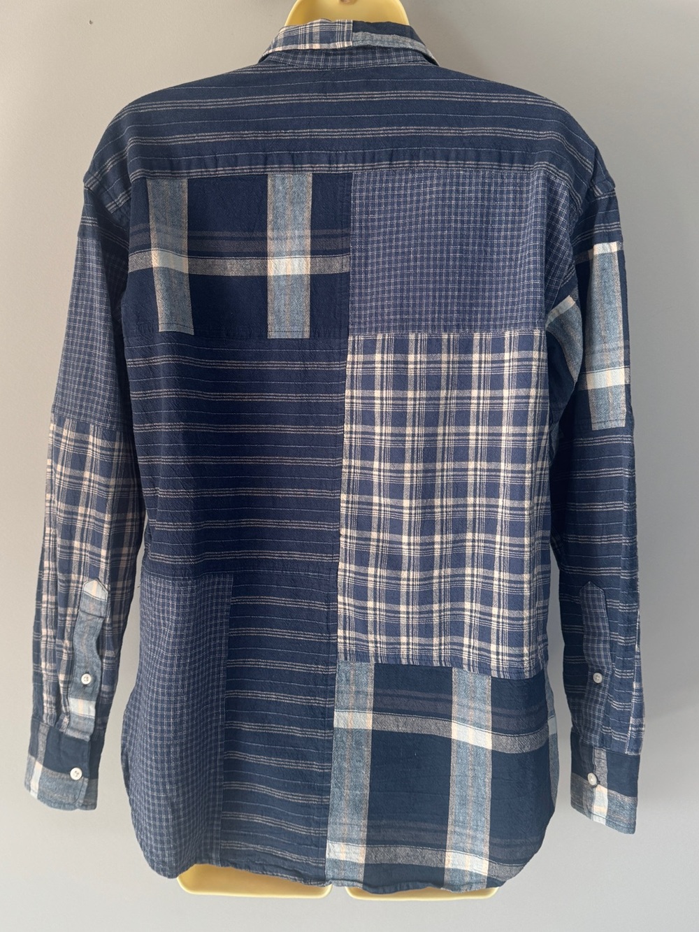 Lauren Ralph Lauren Indigo Patchwork Plaid Linen-Blend Button Down Shirt Small - Picture 5 of 14